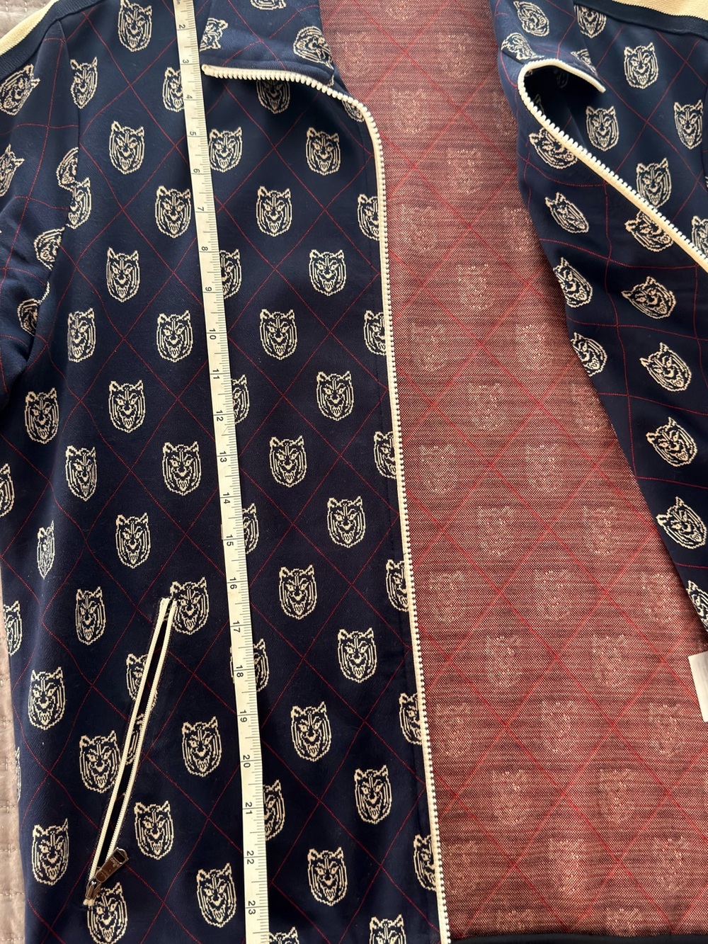 Gucci Navy Bomber Jacket with Cream & Red Trim - Picture 6 of 10